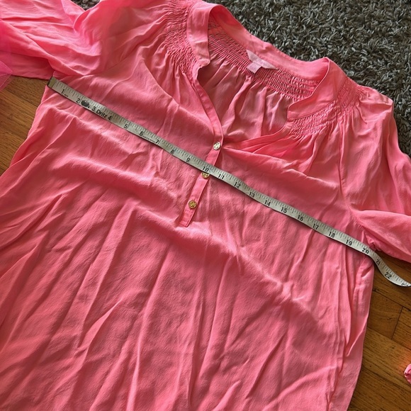 Lilly Pulitzer Elsa Silk Pink Top Long Sleeve Size Large - Picture 10 of 11